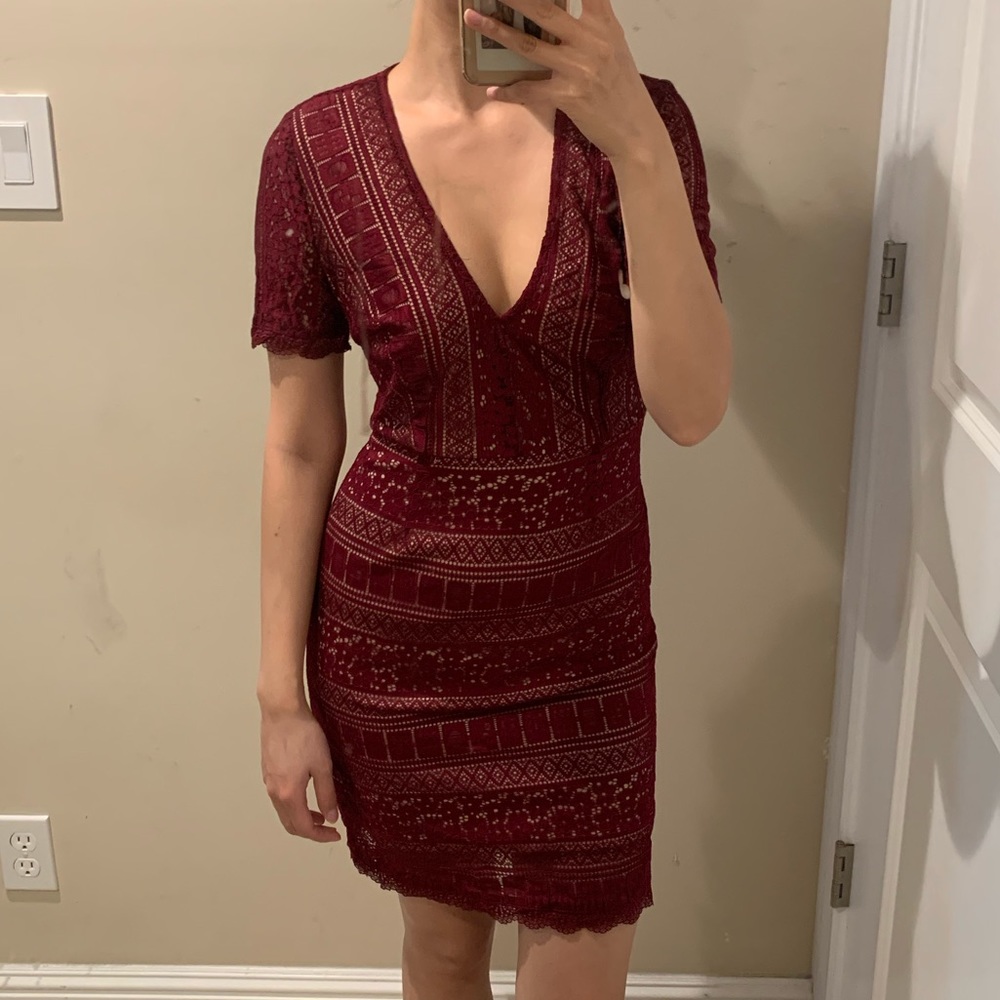 Burgundy lace dress